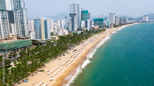 Aerial view of sand beach line in Nha Trang - Central Vietnam © Glebstock