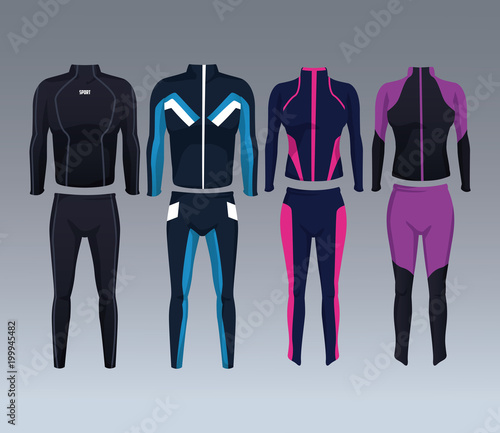 Set of sport wear for male and female vector illustration graphic design