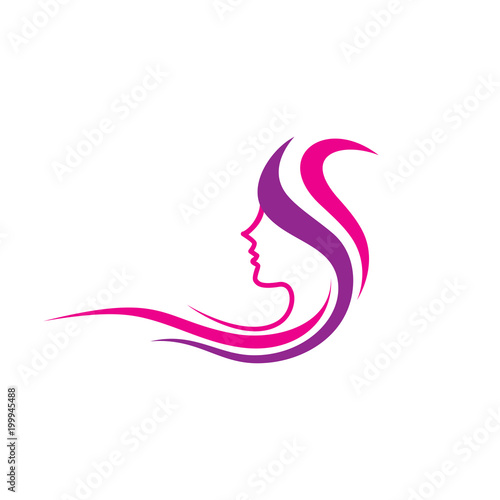 beauty logo template. hair, feminim, pink, women, salon