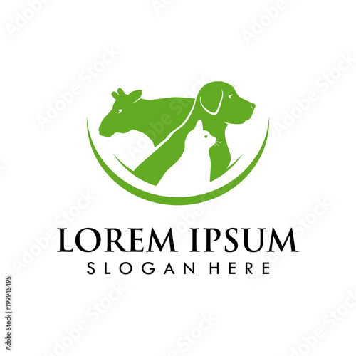 animal healthcare logo template. dog, cat, cow