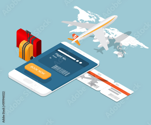 airplane ticket online booking on smartphone