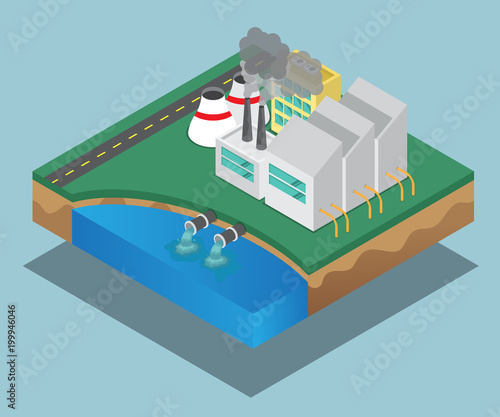 pollution of industrial factory vector isometric