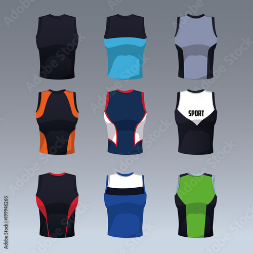 Set of sleeveless shirts for male vector illustration graphic design