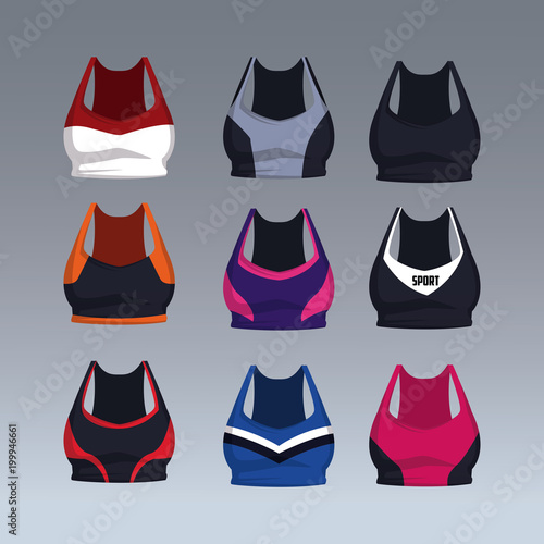 Fitness top collection for female vector illustration graphic design