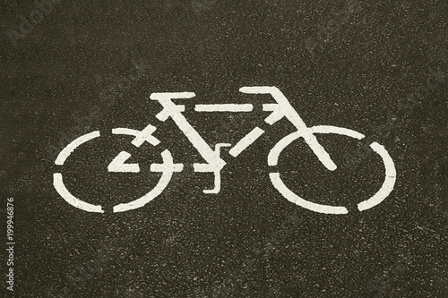 Bicycle sign on the asphalt