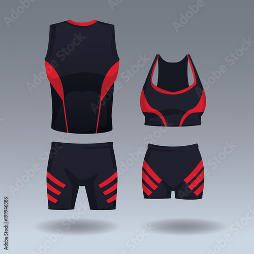 Set of sport wear for male and female vector illustration graphic design