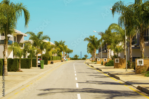 Tropical street of small houses