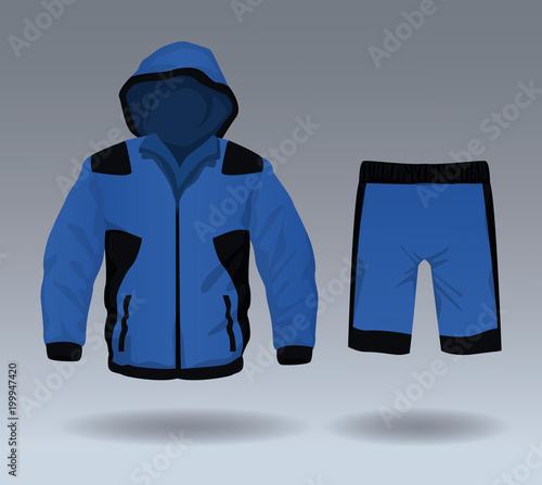 Fitness sport wear jacket and short pants for male vector illustration graphic design