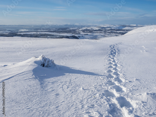 Footprints in the snow on a sunny winters day © mountaintreks
