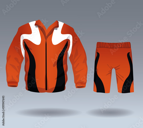 Fitness sport wear jacket and short pants for male vector illustration graphic design