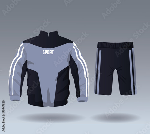 Fitness sport wear jacket and short pants for male vector illustration graphic design