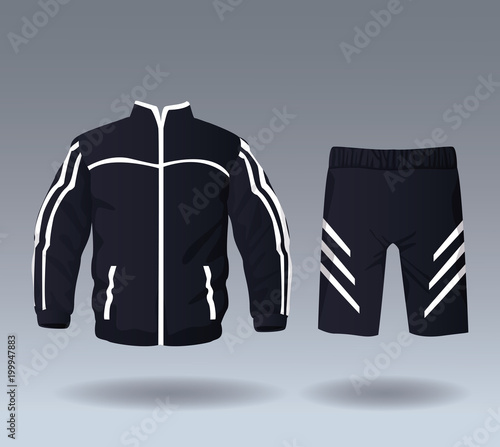 Fitness sport wear jacket and short pants for male vector illustration graphic design