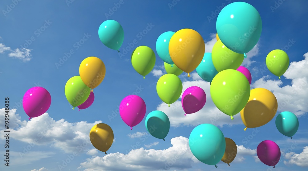 Colorful balloons with blue sky