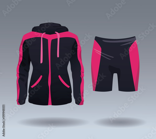 Fitness sport wear jacket and short for female vector illustration graphic design
