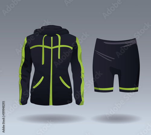 Fitness sport wear jacket and short for female vector illustration graphic design