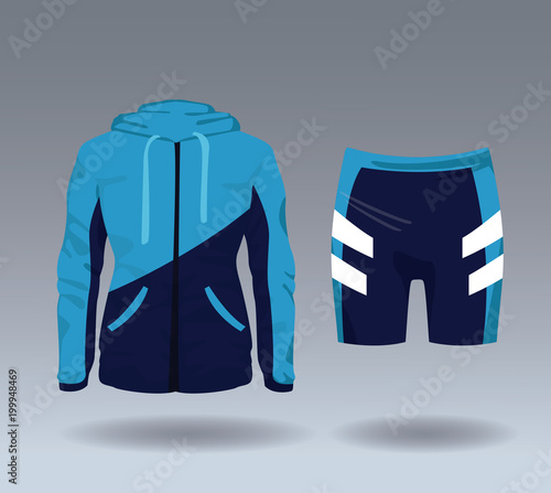 Fitness sport wear jacket and short for female vector illustration graphic design