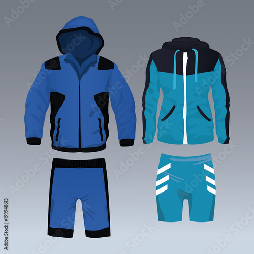 Fitness jacket and pants wear for male and female vector illustration graphic design