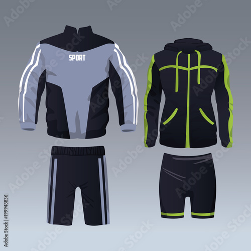 Fitness jacket and pants wear for male and female vector illustration graphic design