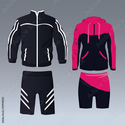 Fitness jacket and pants wear for male and female vector illustration graphic design