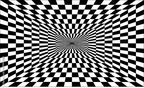 One-point perspective tunnel optical illusion vector