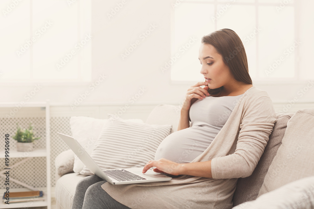 Pregnant business woman remote working at home Pregnant business woman remote working at home