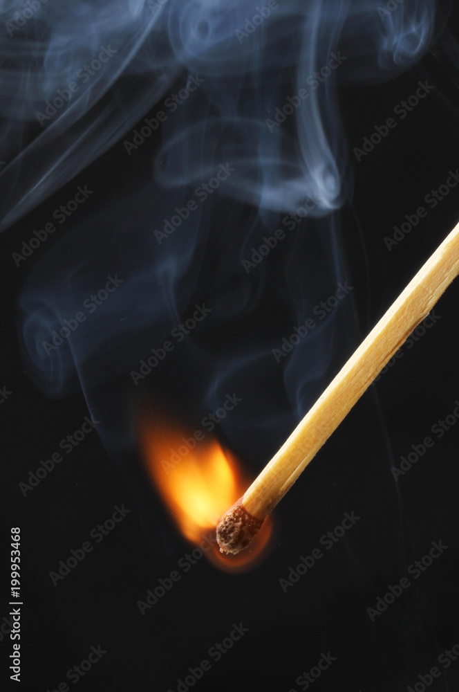 Match flame and smoke Match flame and smoke