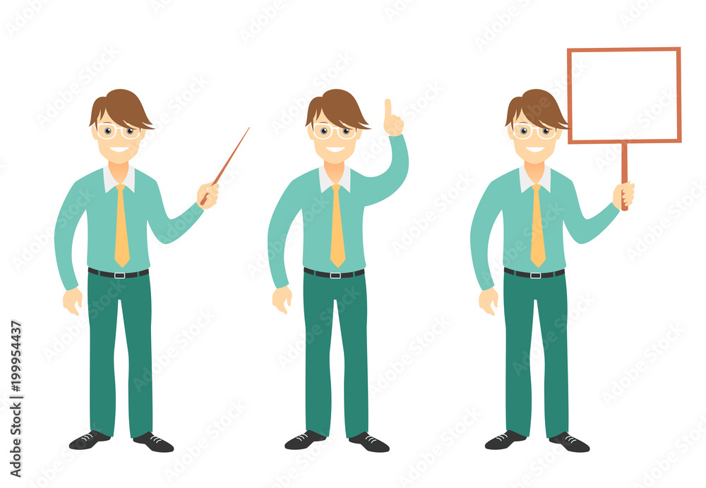 Successful young businessman characters set
