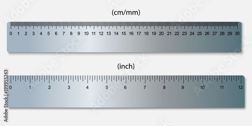 rulers, marked in centimeters and inches Stock Vector