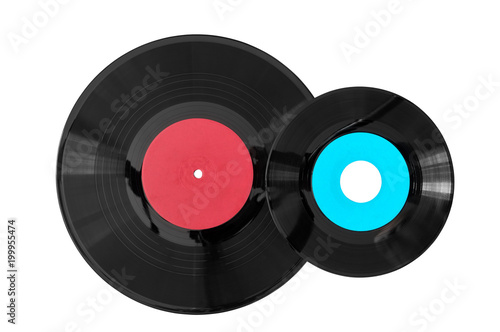 Set vinyl discs isolated on white background.