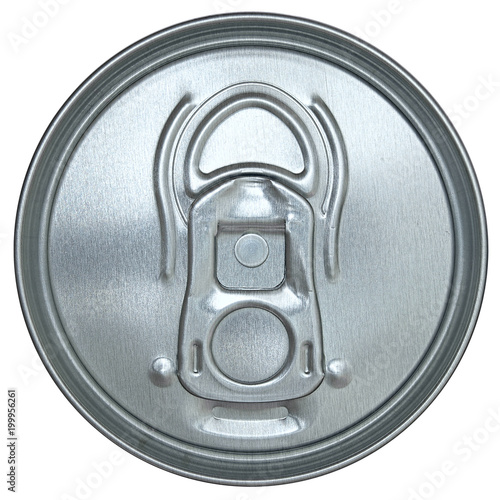 Ring pull can top in closeup isolated on a white background