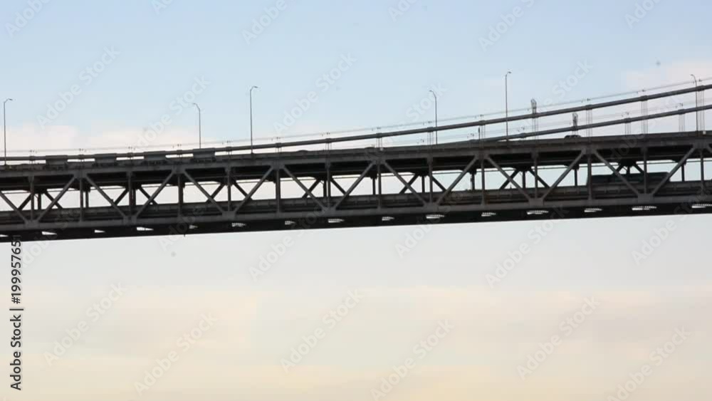 traffic on a suspended bridge traffic on a suspended bridge