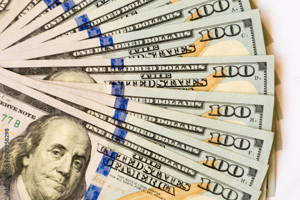 background fan of hundred dollar bills background fan of hundred dollar bills