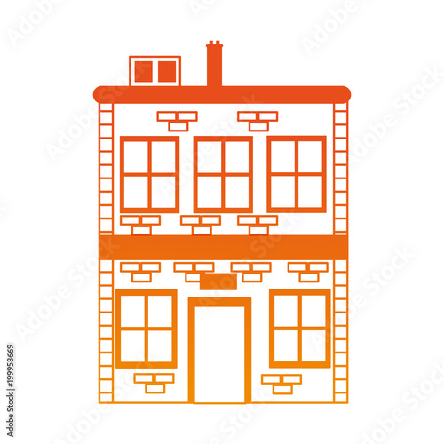 Fototapeta Naklejka Na Ścianę i Meble -  Bricks urban building on orange lines vector illustration