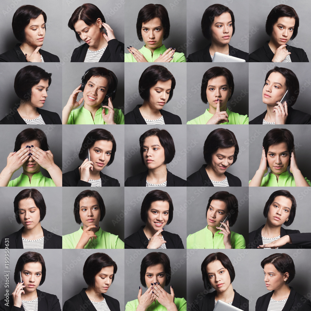 Female different emotions set Female different emotions set