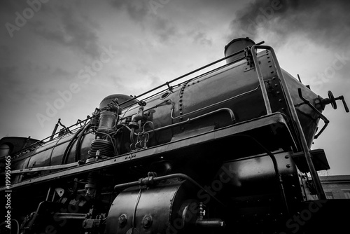 old train - black and white image