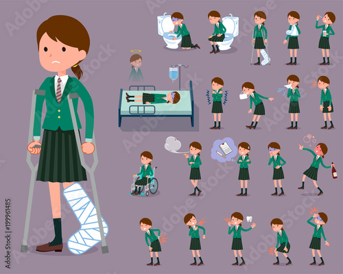 flat type school girl Green Blazer_sickness