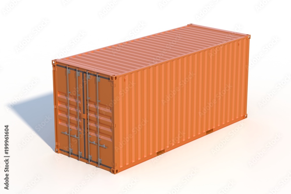 Brown ship cargo container side view 20 feet length Brown ship cargo container side view 20 feet length