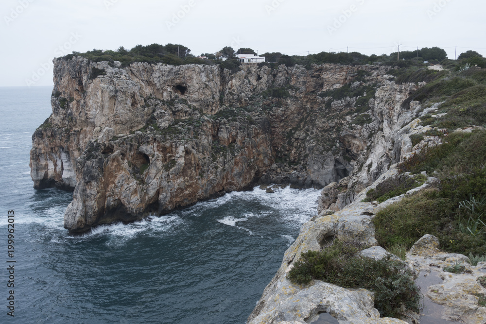 Cliff in Cala en Porter, Menorca, Balearic Islands, Spain