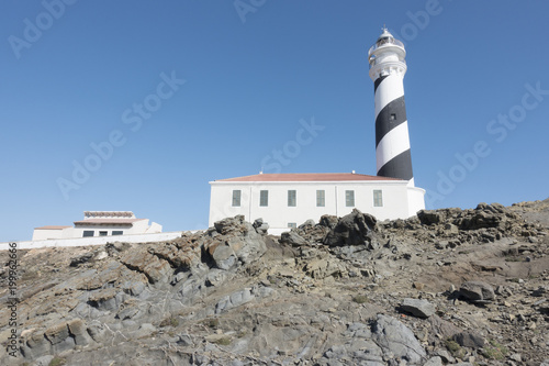 Lighthouse on the slate cape of Favaritx  Menorca  Balearic Islands  Spain