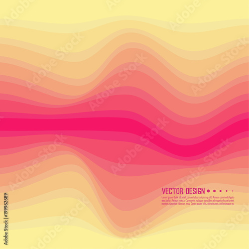 Distorted wave colorful texture. Abstract dynamical rippled surface. Vector stripe deformation background. Transition and gradation of color.