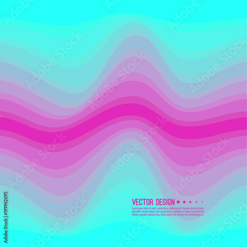 Distorted wave colorful texture. Abstract dynamical rippled surface. Vector stripe deformation background. Transition and gradation of color.