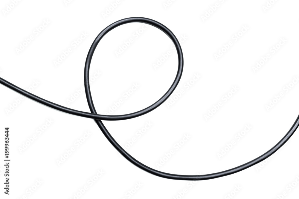 black wire electrical cable isolate on white background black wire electrical cable isolate on white background