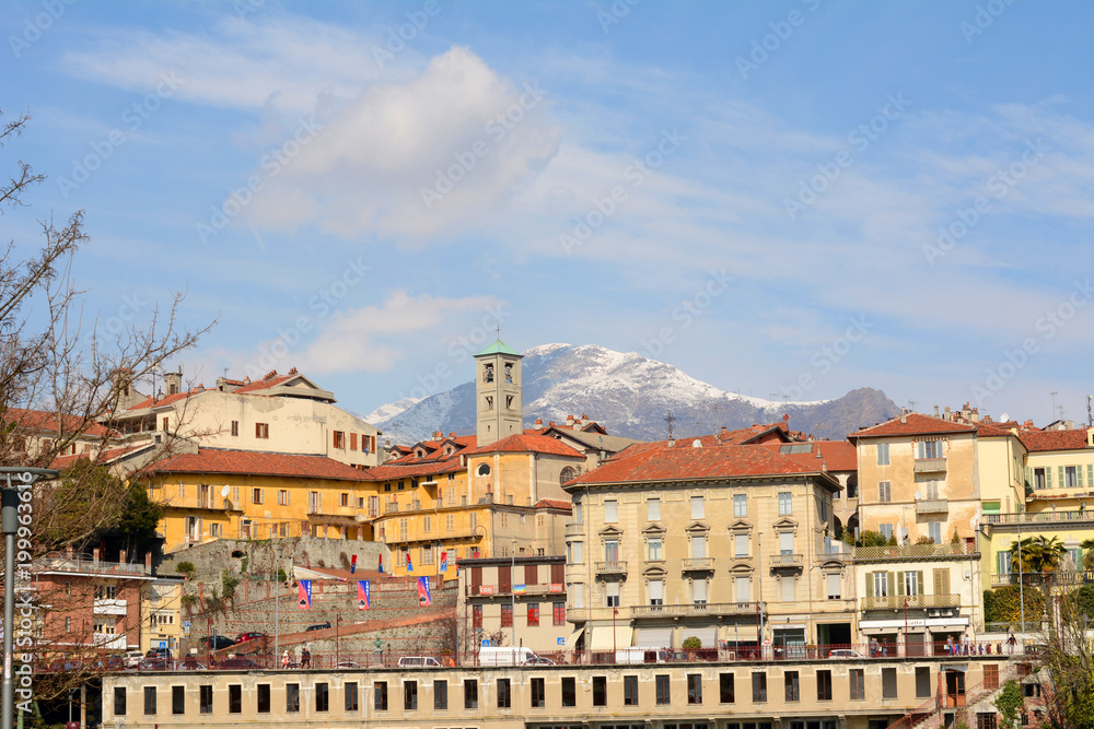 Beautiful streets and romantic houses in Ivrea cityscape. Italy, Europe.