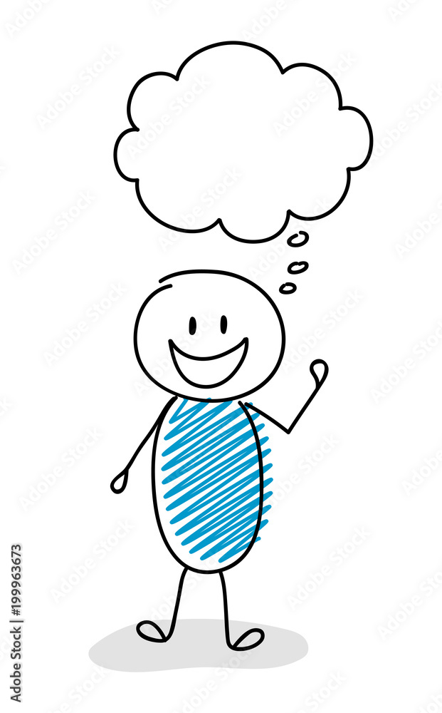 Happy stickman with empty speech ballon. Vector. Happy stickman with empty speech ballon. Vector.