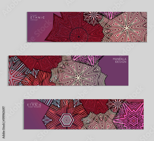 Ethnic banners template with floral Mandala ornament.