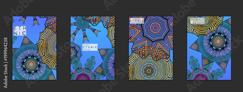 Ethnic banners template with floral Mandala ornament.