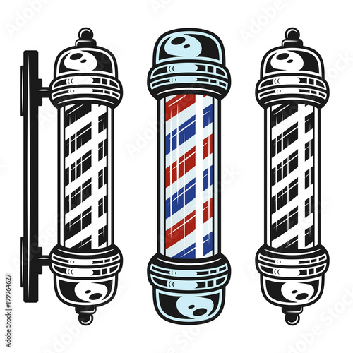 Barbershop pole three style vintage objects
