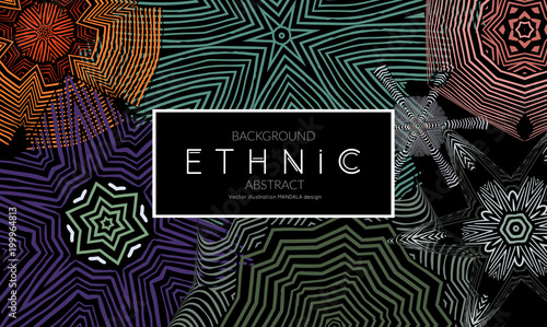 Ethnic banners template with floral Mandala ornament.