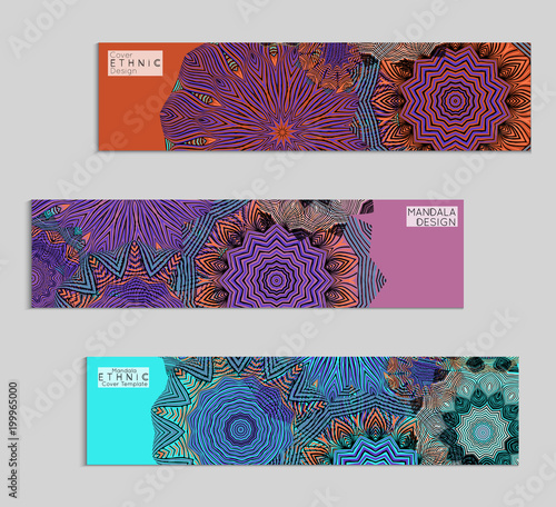 Ethnic banners template with floral Mandala ornament.
