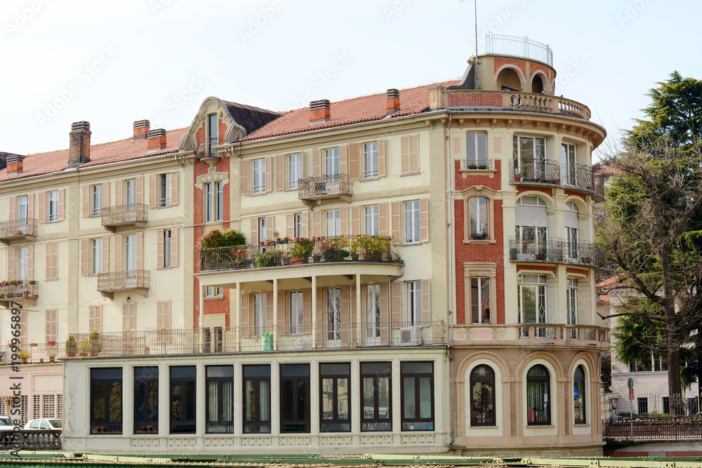 Obraz premium Beautiful streets and romantic houses in Ivrea cityscape. Italy, Europe.
